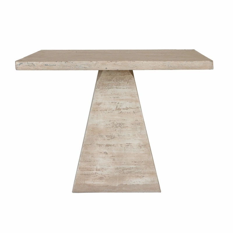 Table à manger carrée en ciment Piétement piédestal crème Style organique moderne
