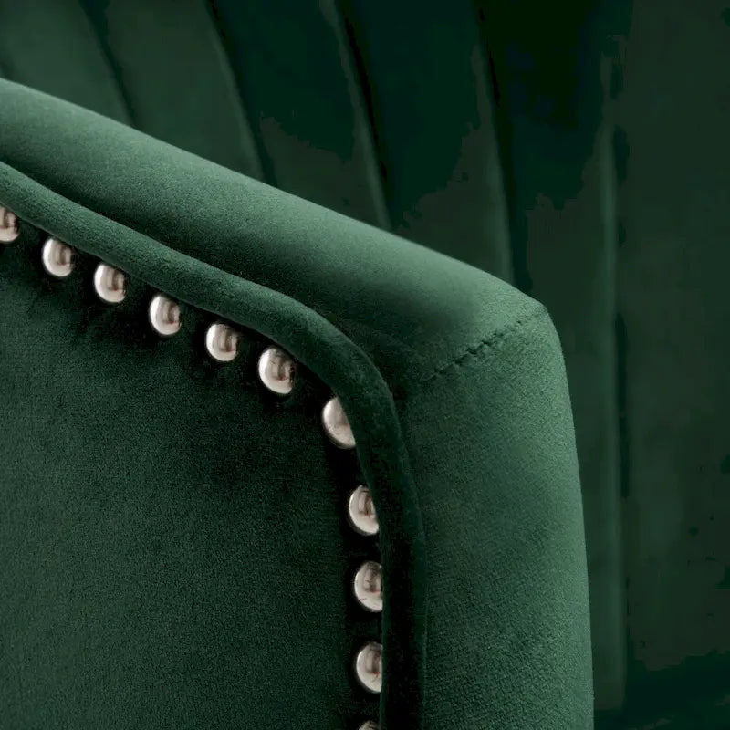 Fauteuil d'appoint en velours à dossier haut capitonné avec pieds dorés, noir