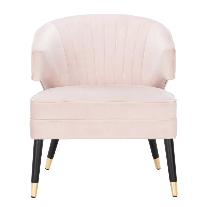 Fauteuil d'appoint en velours à dossier haut capitonné avec pieds dorés, noir