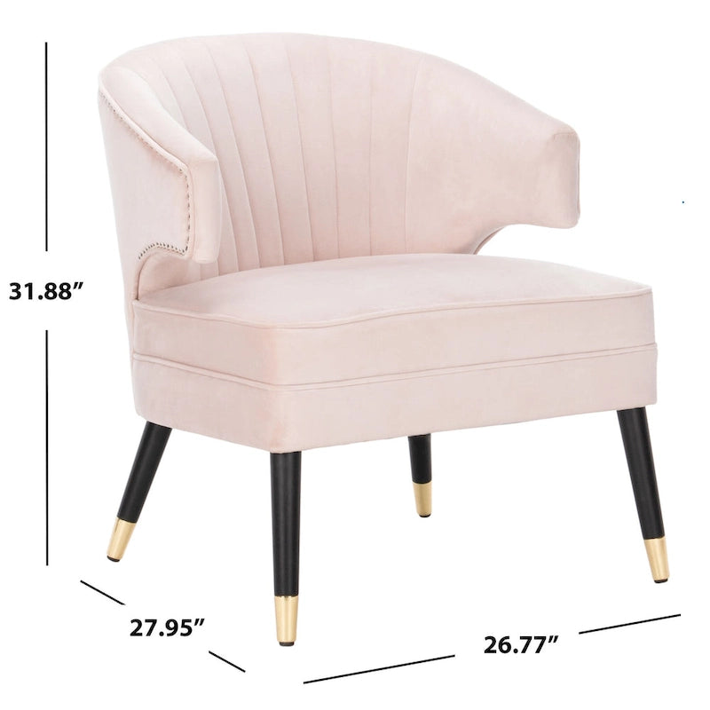 Fauteuil d'appoint en velours à dossier haut capitonné avec pieds dorés, noir