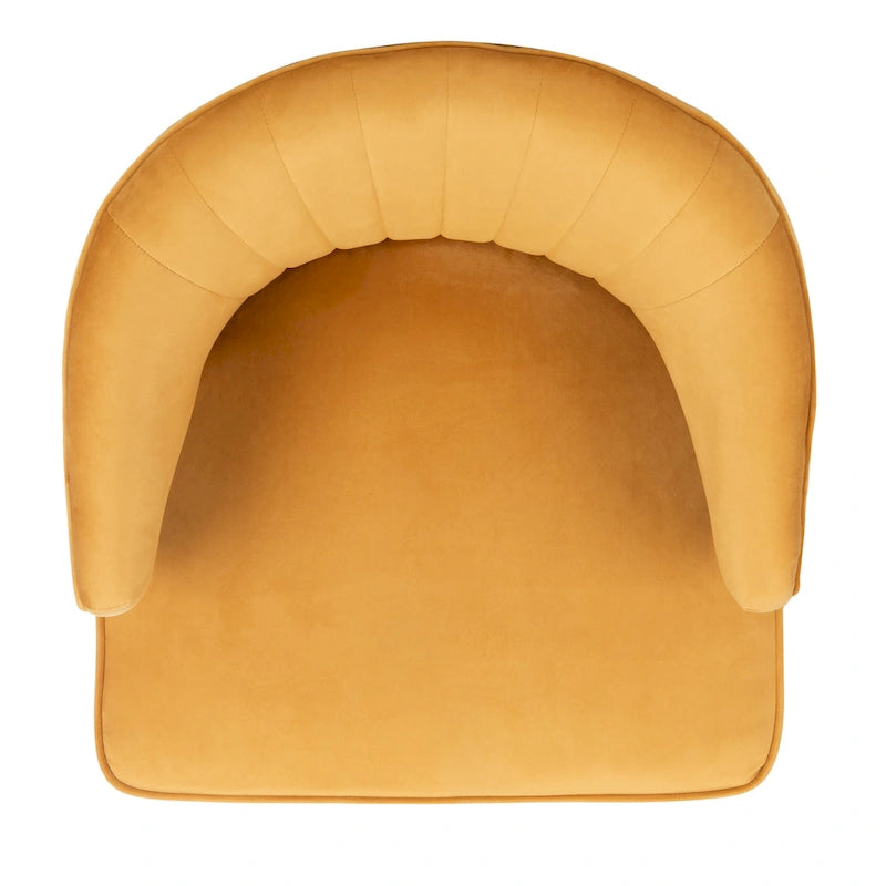 Fauteuil d'appoint en velours à dossier haut capitonné avec pieds dorés, noir