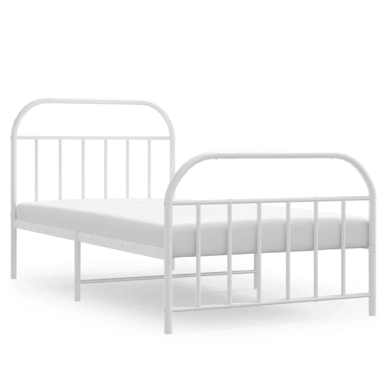 Structure de lit en métal blanc avec tête et pied de lit arqués