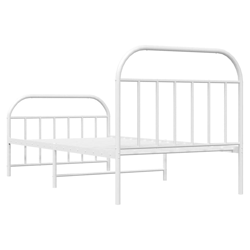 Structure de lit en métal blanc avec tête et pied de lit arqués