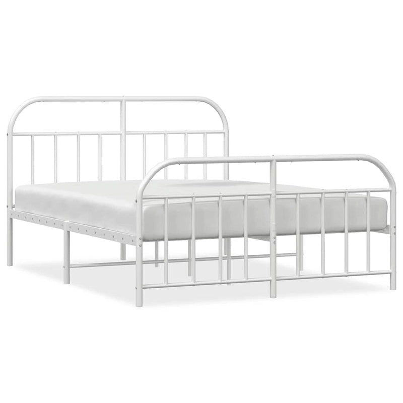 Structure de lit en métal blanc avec tête et pied de lit arqués