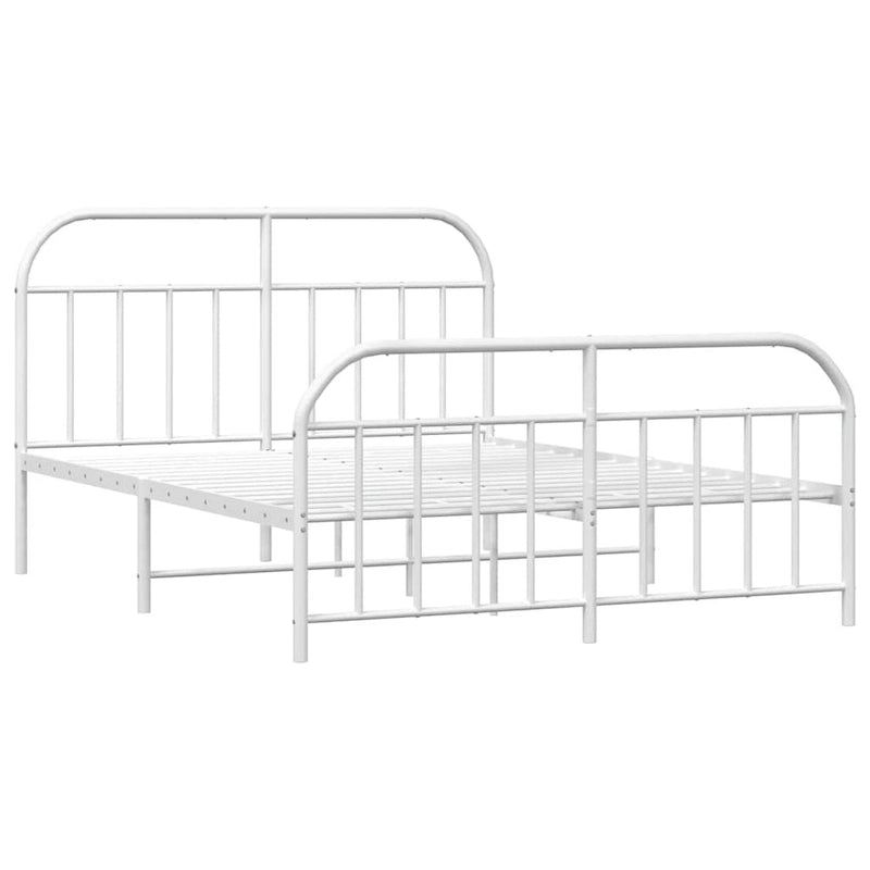 Structure de lit en métal blanc avec tête et pied de lit arqués