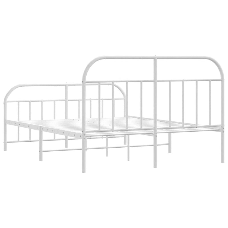 Structure de lit en métal blanc avec tête et pied de lit arqués