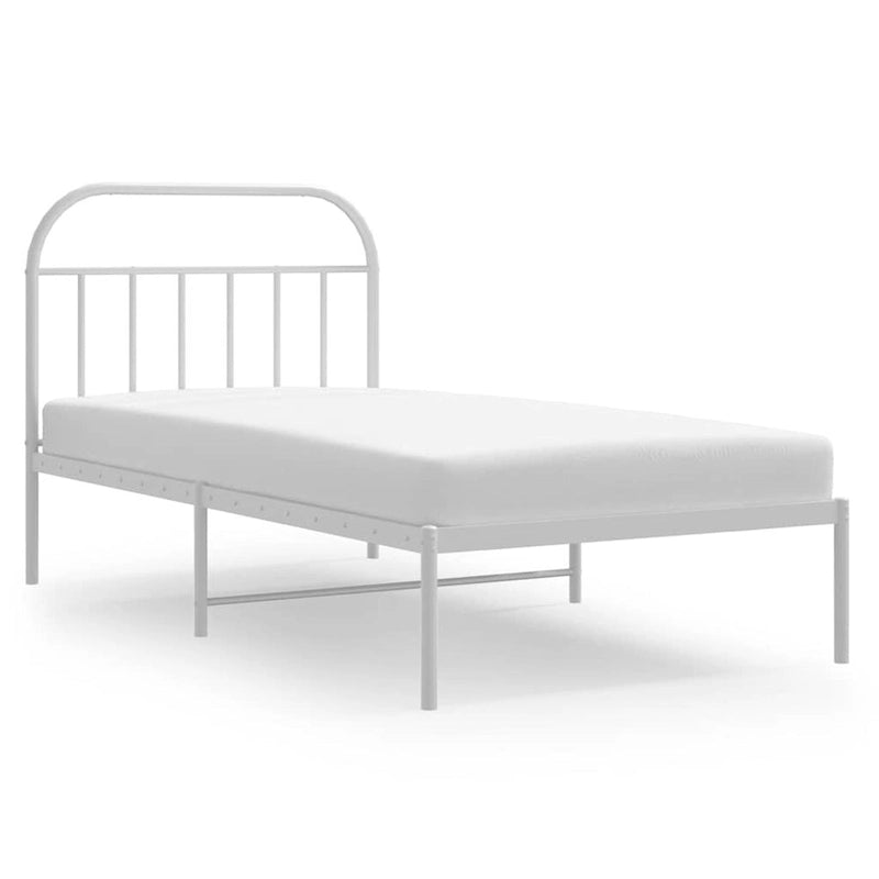 Structure de lit en métal blanc avec tête et pied de lit arqués