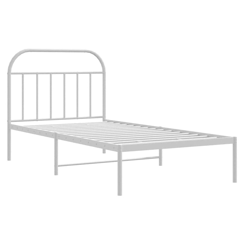 Structure de lit en métal blanc avec tête et pied de lit arqués