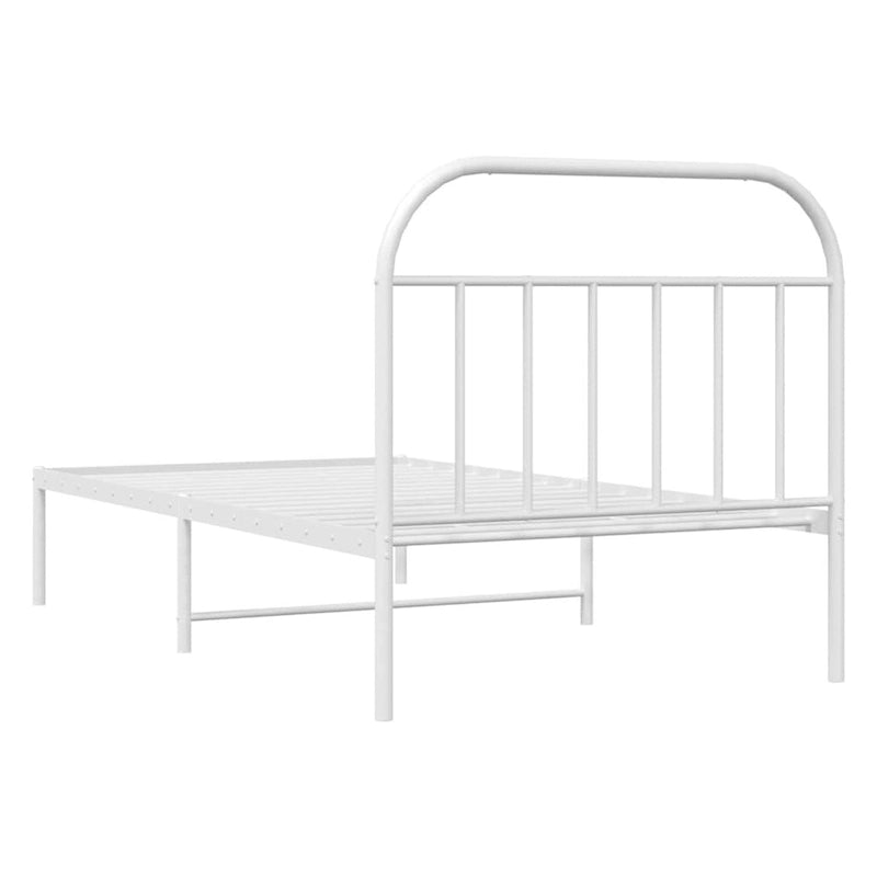 Structure de lit en métal blanc avec tête et pied de lit arqués