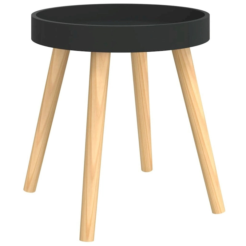Table d'appoint plateau rond - Plateau en bois d'ingénierie Pieds en pin massif Noir Blanc Gris