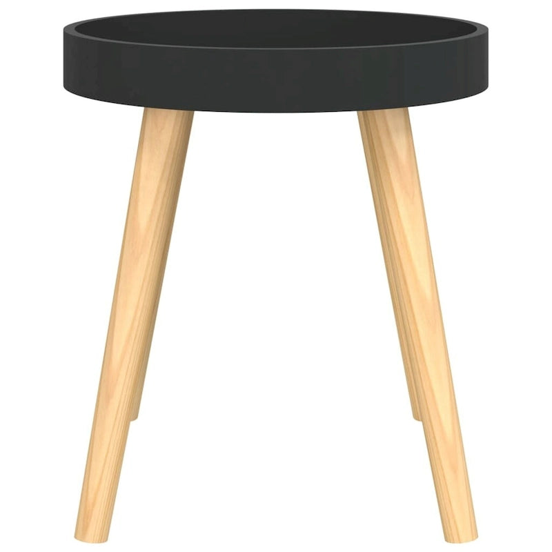 Table d'appoint plateau rond - Plateau en bois d'ingénierie Pieds en pin massif Noir Blanc Gris