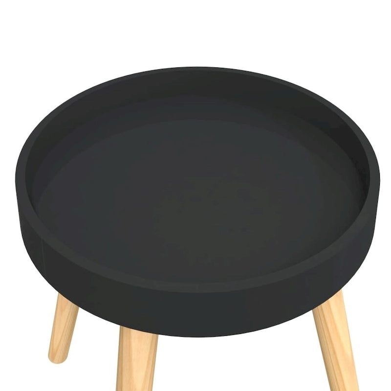 Table d'appoint plateau rond - Plateau en bois d'ingénierie Pieds en pin massif Noir Blanc Gris