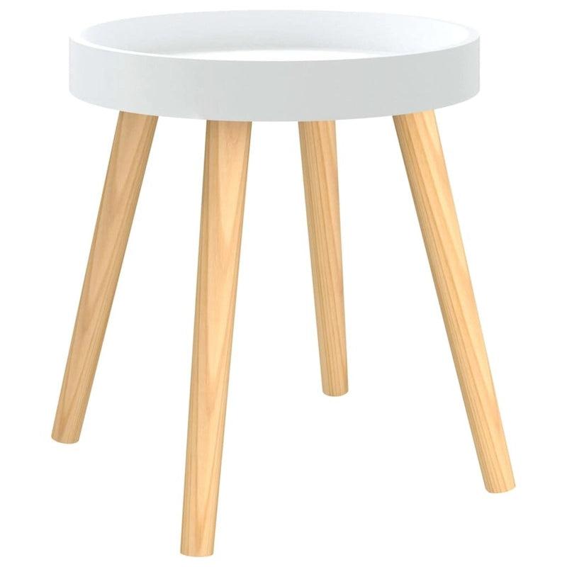 Table d'appoint plateau rond - Plateau en bois d'ingénierie Pieds en pin massif Noir Blanc Gris