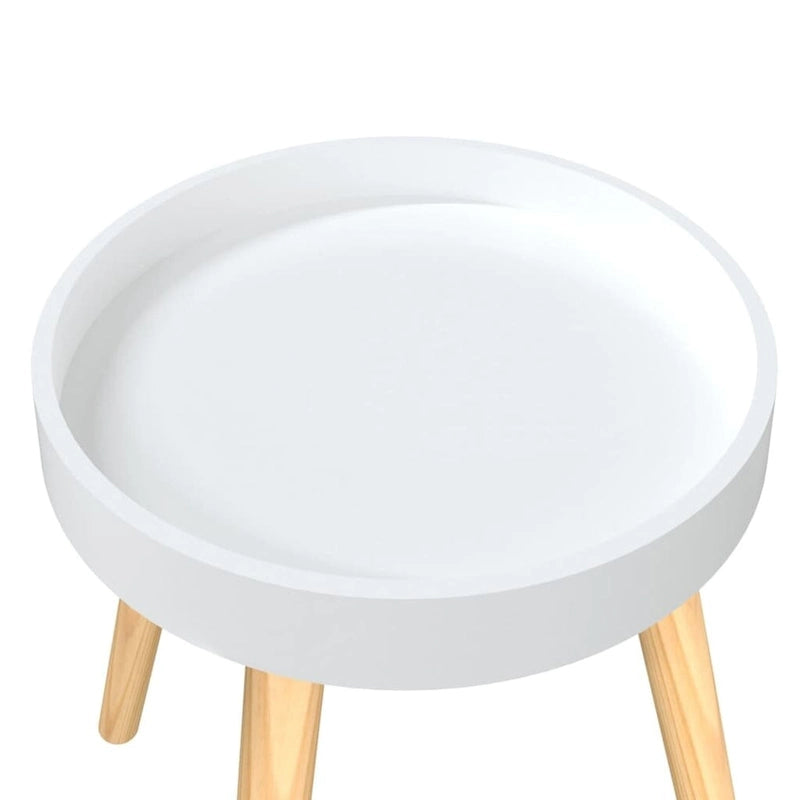 Table d'appoint plateau rond - Plateau en bois d'ingénierie Pieds en pin massif Noir Blanc Gris