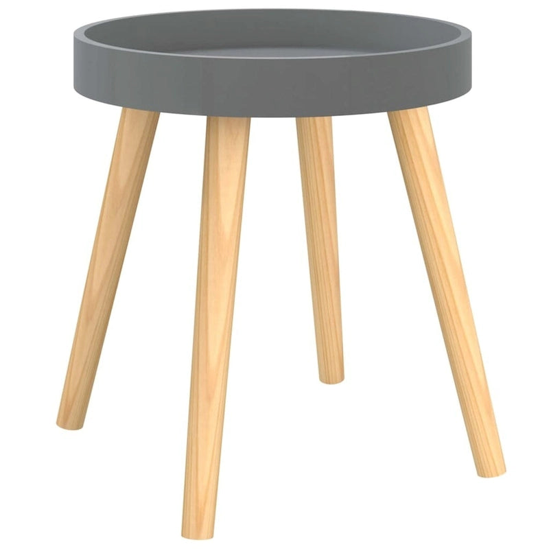 Table d'appoint plateau rond - Plateau en bois d'ingénierie Pieds en pin massif Noir Blanc Gris