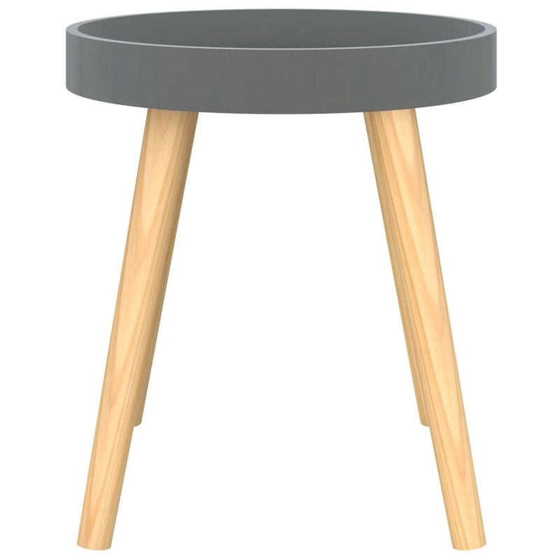 Table d'appoint plateau rond - Plateau en bois d'ingénierie Pieds en pin massif Noir Blanc Gris
