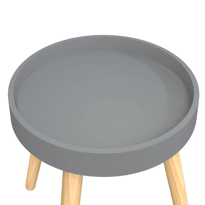 Table d'appoint plateau rond - Plateau en bois d'ingénierie Pieds en pin massif Noir Blanc Gris