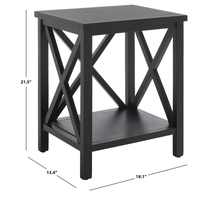 Table d'appoint en bois à croisillons avec étagère de rangement inférieure