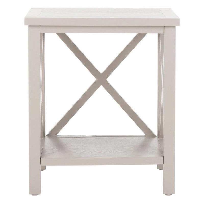 Table d'appoint en bois à croisillons avec étagère de rangement inférieure