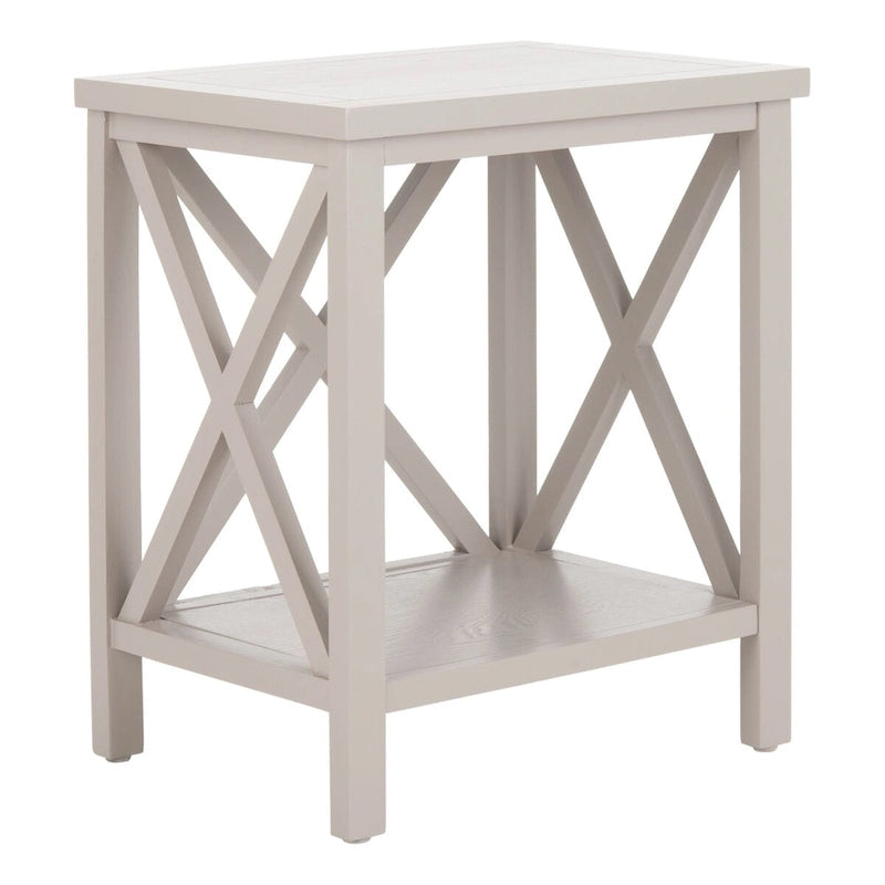 Table d'appoint en bois à croisillons avec étagère de rangement inférieure