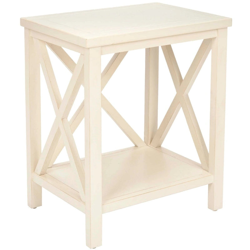 Table d'appoint en bois à croisillons avec étagère de rangement inférieure