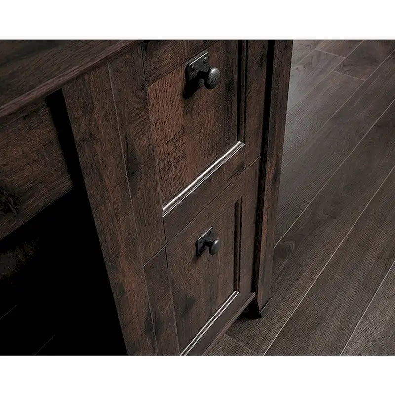Bureau d'ordinateur rustique en bois avec tiroirs Armoire de rangement Finition Chêne café