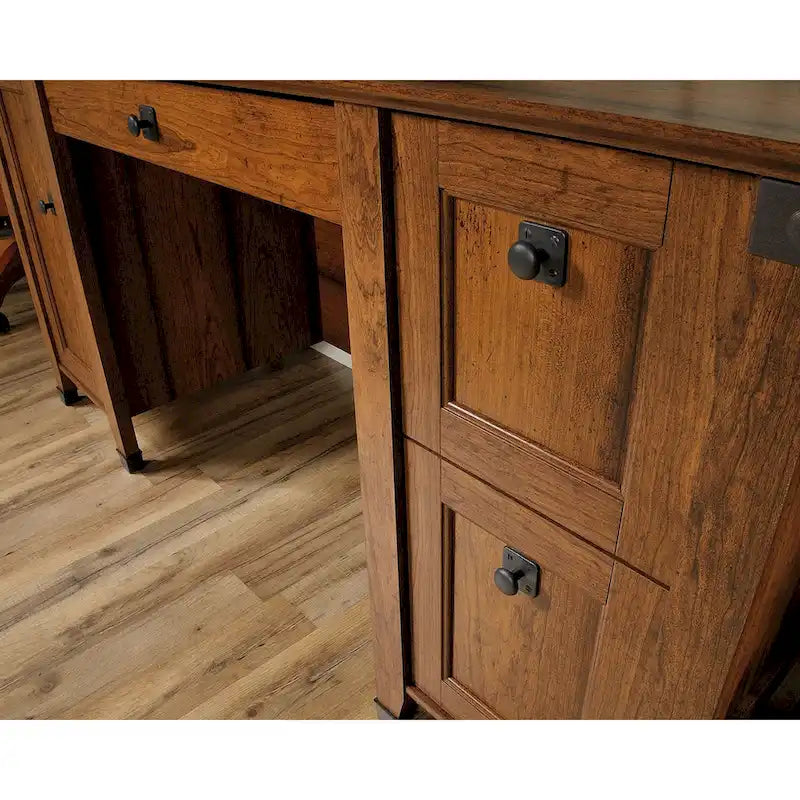 Bureau d'ordinateur rustique en bois avec tiroirs Armoire de rangement Finition Chêne café