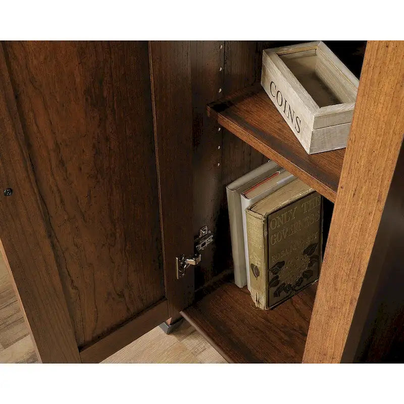 Bureau d'ordinateur rustique en bois avec tiroirs Armoire de rangement Finition Chêne café
