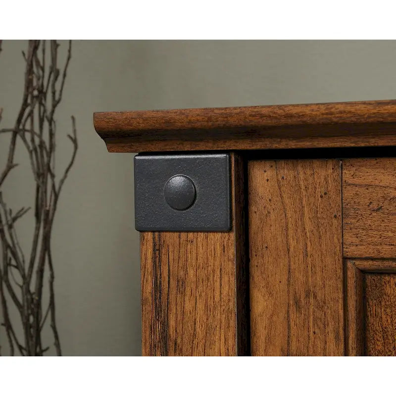 Bureau d'ordinateur rustique en bois avec tiroirs Armoire de rangement Finition Chêne café