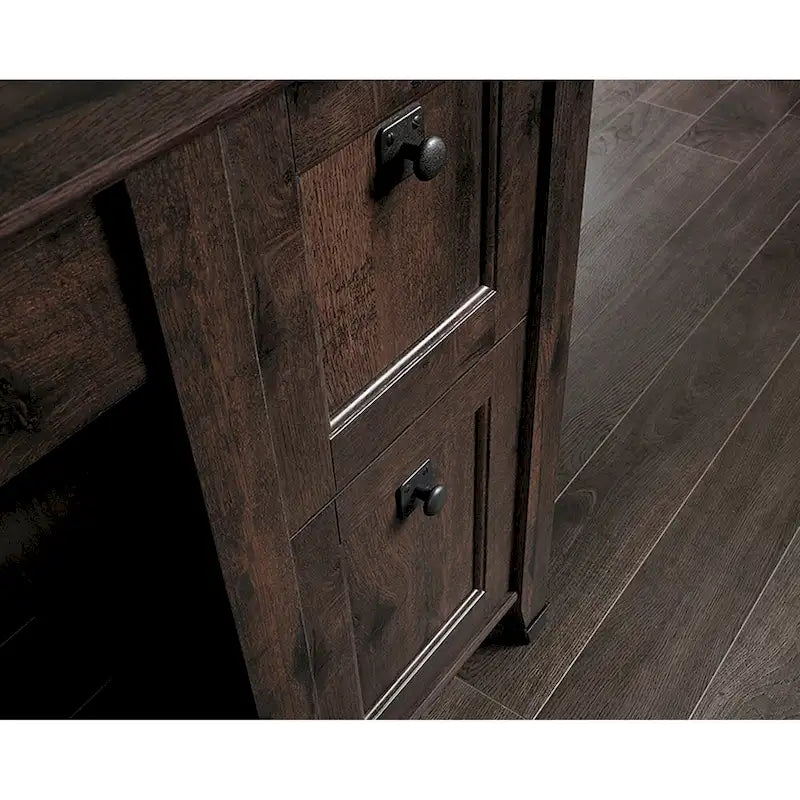 Bureau d'ordinateur rustique en bois avec tiroirs Armoire de rangement Finition Chêne café