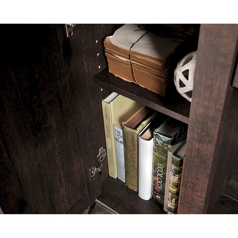 Bureau d'ordinateur rustique en bois avec tiroirs Armoire de rangement Finition Chêne café