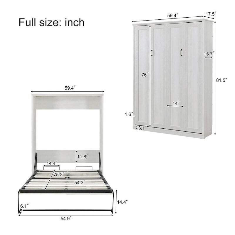 Lit escamotable Murphy avec armoires et lit pliant peu encombrant Rustique marron et blanc