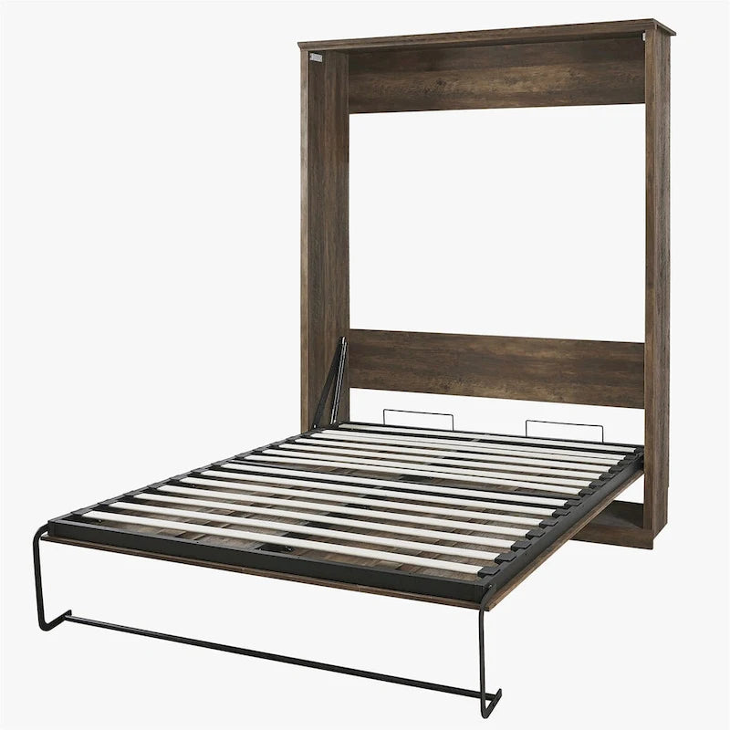 Lit escamotable Murphy avec armoires et lit pliant peu encombrant Rustique marron et blanc