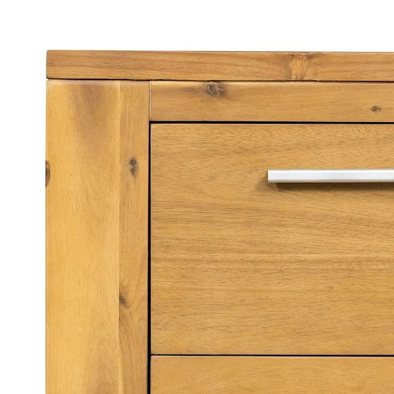 Commode en bois d'acacia avec tiroirs, finition marron naturel