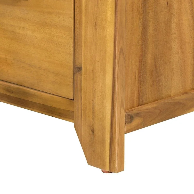 Commode en bois d'acacia avec tiroirs, finition marron naturel