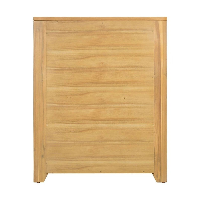 Commode en bois d'acacia avec tiroirs, finition marron naturel