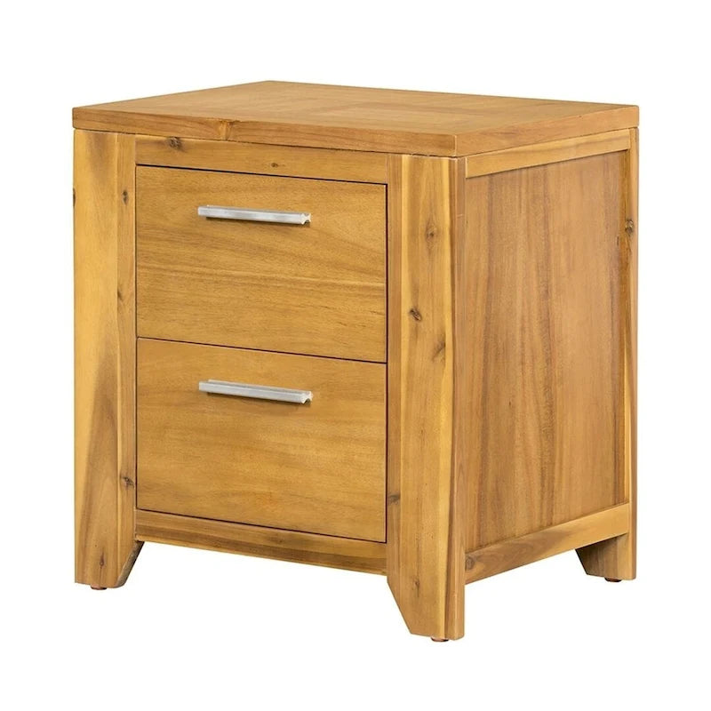 Commode en bois d'acacia avec tiroirs, finition marron naturel