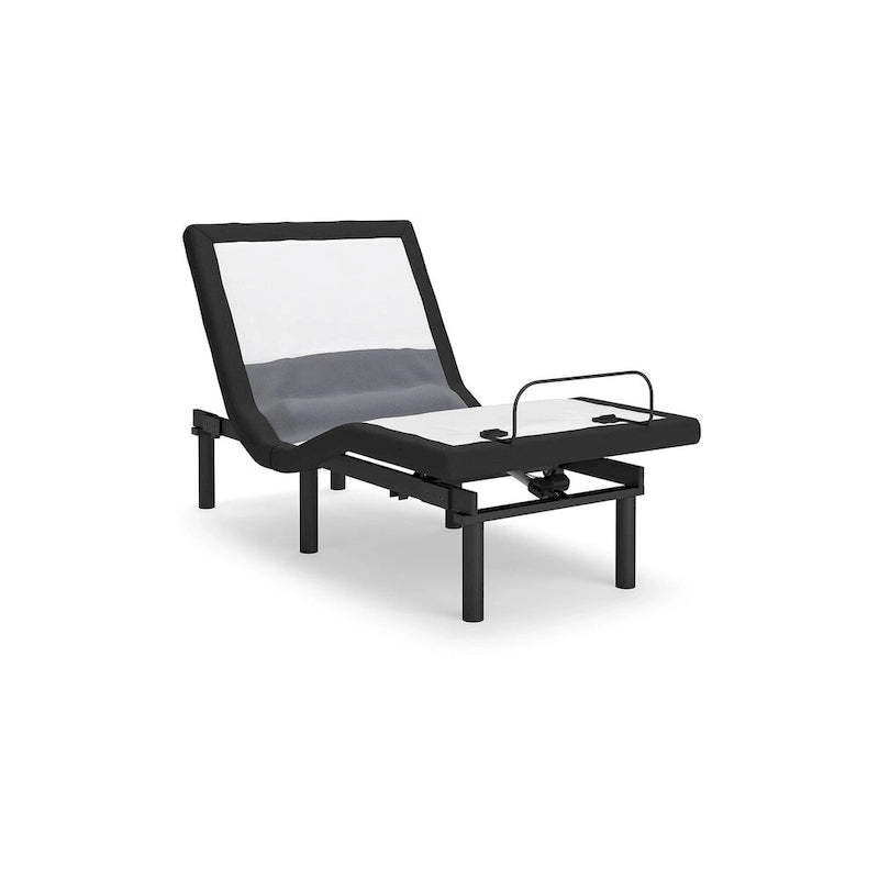 Sommier articulé noir avec support lombaire, haut-parleur audio et télécommande sans fil