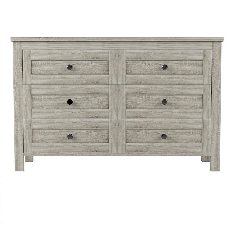 Commode de ferme à 6 tiroirs Blanc Gris Antique Armoire de rangement en bois