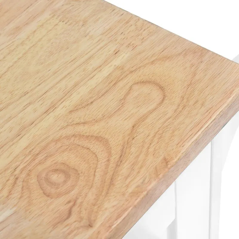 Îlot de cuisine roulant avec tiroirs de rangement et plateau en bois d'hévéa