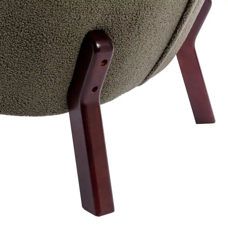 Fauteuil d'appoint sans accoudoirs, en tissu bouclette capitonné, avec pieds en bois de noyer, revêtement en sherpa
