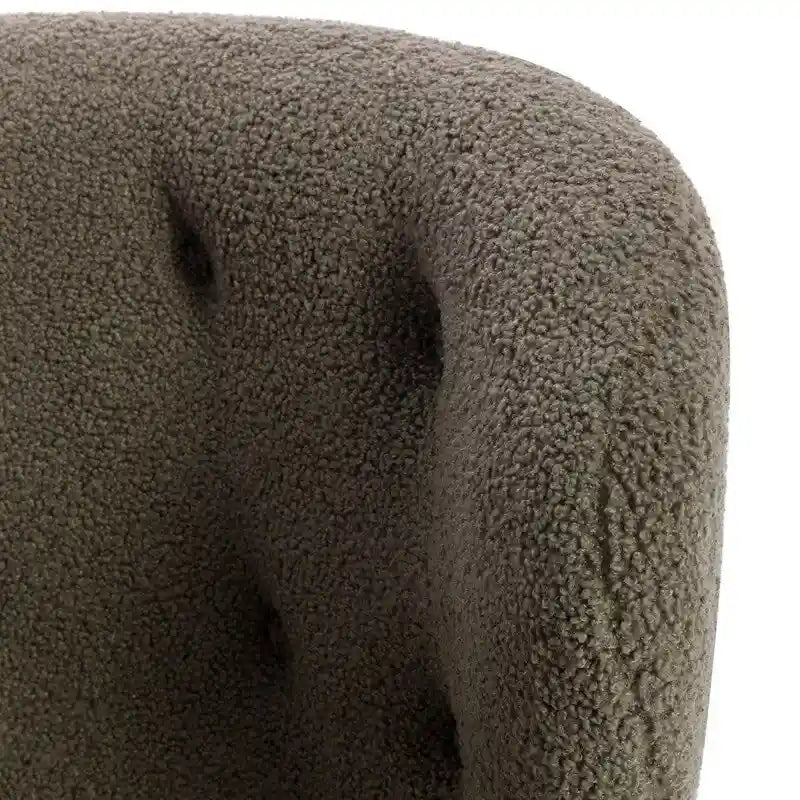 Fauteuil d'appoint sans accoudoirs, en tissu bouclette capitonné, avec pieds en bois de noyer, revêtement en sherpa