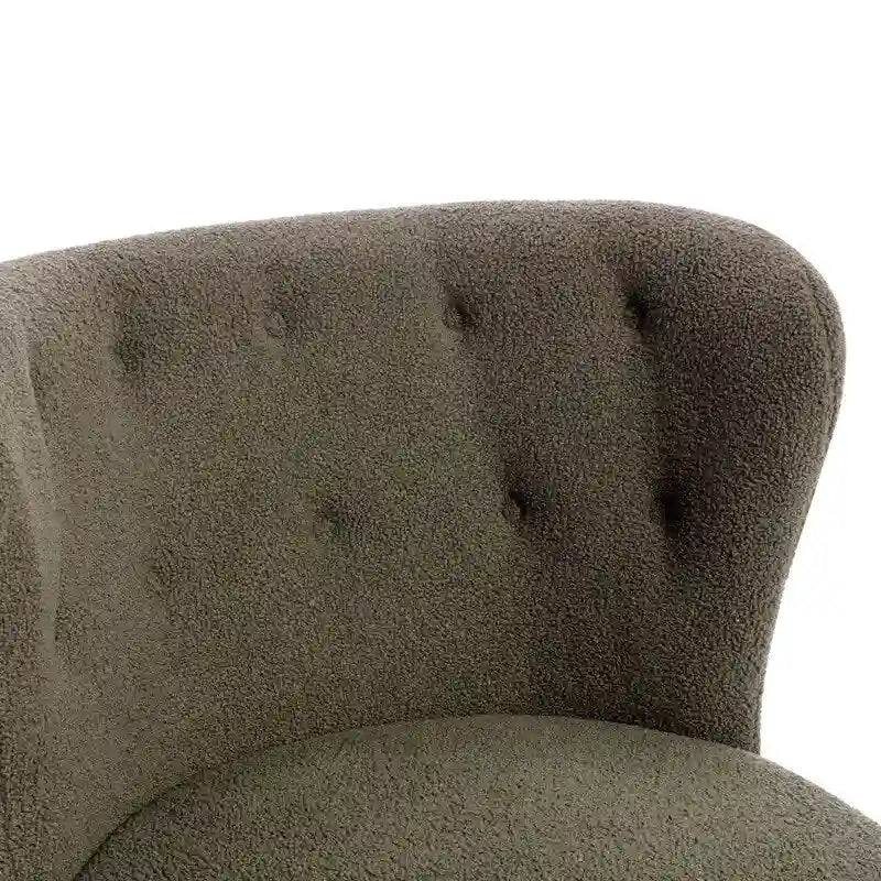 Fauteuil d'appoint sans accoudoirs, en tissu bouclette capitonné, avec pieds en bois de noyer, revêtement en sherpa