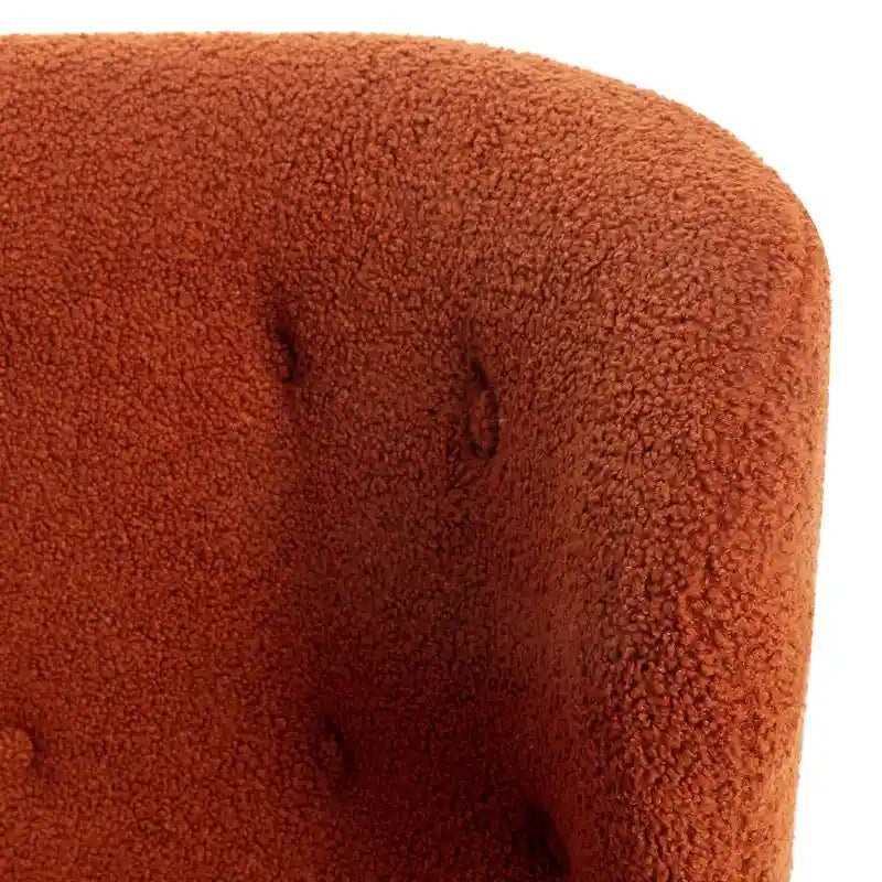 Fauteuil d'appoint sans accoudoirs, en tissu bouclette capitonné, avec pieds en bois de noyer, revêtement en sherpa
