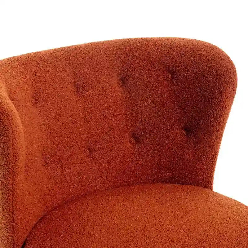 Fauteuil d'appoint sans accoudoirs, en tissu bouclette capitonné, avec pieds en bois de noyer, revêtement en sherpa