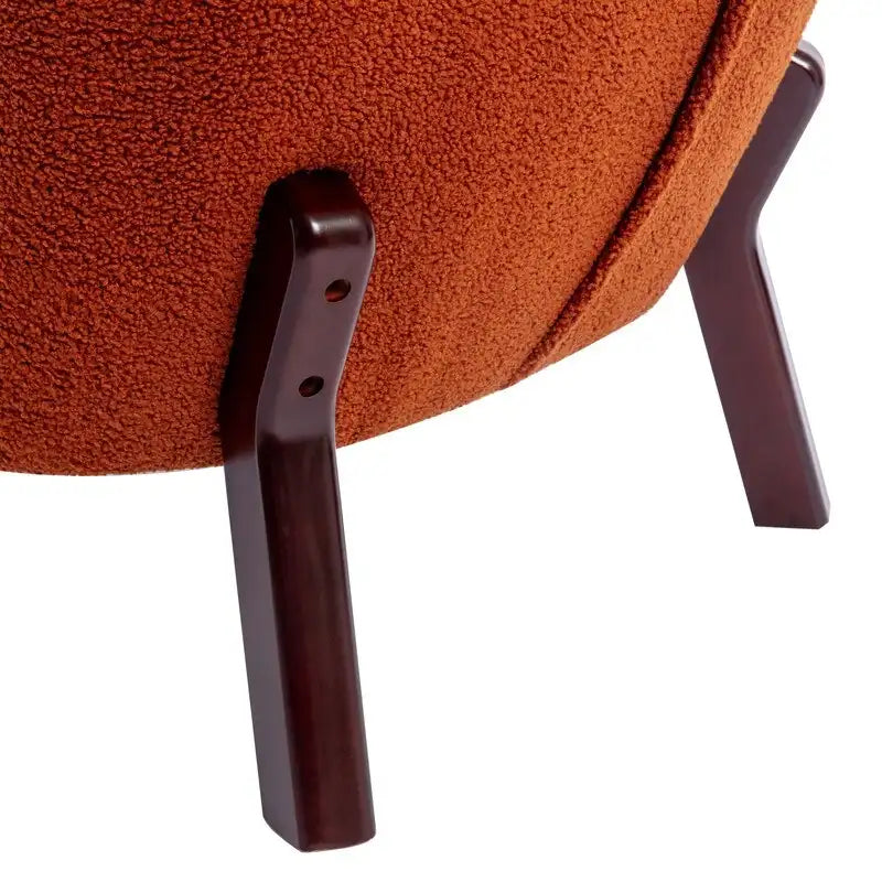 Fauteuil d'appoint sans accoudoirs, en tissu bouclette capitonné, avec pieds en bois de noyer, revêtement en sherpa