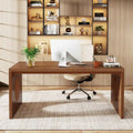 Bureau d'écriture en bois marron industriel rectangulaire robuste pour bureau à domicile