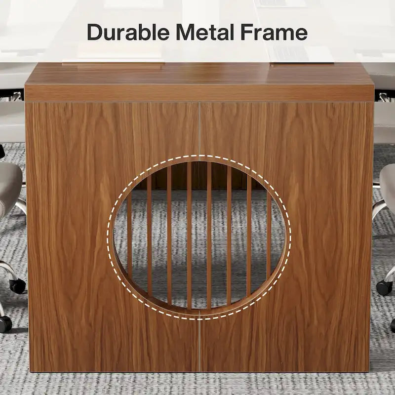 Bureau d'écriture en bois marron industriel rectangulaire robuste pour bureau à domicile