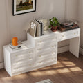 Commode blanche multi-tiroirs avec poignées en cristal et plateau-coiffeuse