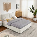 Lit plateforme rembourré Queen avec rangement, tête de lit capitonnée, tissu chenille